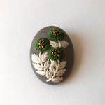 Hana 刺繍ブローチ  グリーン