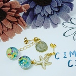 レジンピアス　オーシャンブルーマリンピアス