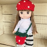 ソランちゃん♬メルちゃん♬レミンちゃん♬毛糸のいちごの帽子とポシェット ❈人形小物服は付きません！