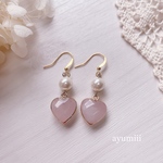 𝒽𝑒𝒶𝓇𝓉‪‪  ❤︎‬ 10月誕生石 ‪‪❤︎‬ローズクォーツピアス