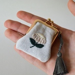 てのり　刺繍　がま口　ポーチ