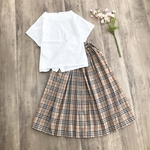 英国産 ベージュチェック の とっても上品で かわいい ギャザースカート 