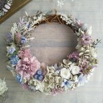 Jolie botanique＜purple neige＞＊ハーフムーンリース＊プリザーブドフラワー＊お花＊ギフト＊結婚祝い＊新築祝い＊お誕生日祝い＊フラワーギフト