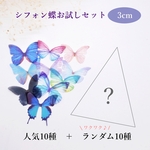 【３ｃｍ】シフォン蝶々お試しセット20種類　人気＋ランダム　お楽しみ　色見本