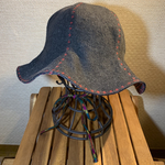 Tulip🌷Hat👒 Denim👖➕裏Brim Tartan check➕Tyrolean tape顎下キュッとできるcode付➕飾りstitch✴︎✴︎
