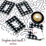 BLACK(4個入) Gingham check rectangle beads