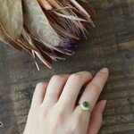 天然石の１粒リング　【グリーン】