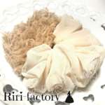 もっこもこファー×シフォンミックス🐑プレーンシュシュ❤（モカ×バニラ）