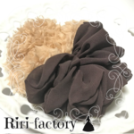 もっこもこファー×シフォンミックス🐑プレーンシュシュ❤（モカ×チョコ🍫）