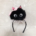 20日月曜日夜９時販売開始　黒猫ちゃん　ピンクのリボンカチューシャ