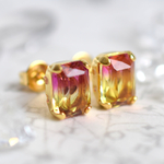octagon glass jewel【purple＆yellow】 ピアス/イヤリング変更可