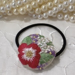 刺繍のお花 embroidery flower   ボタニカルガーデンヘアゴム