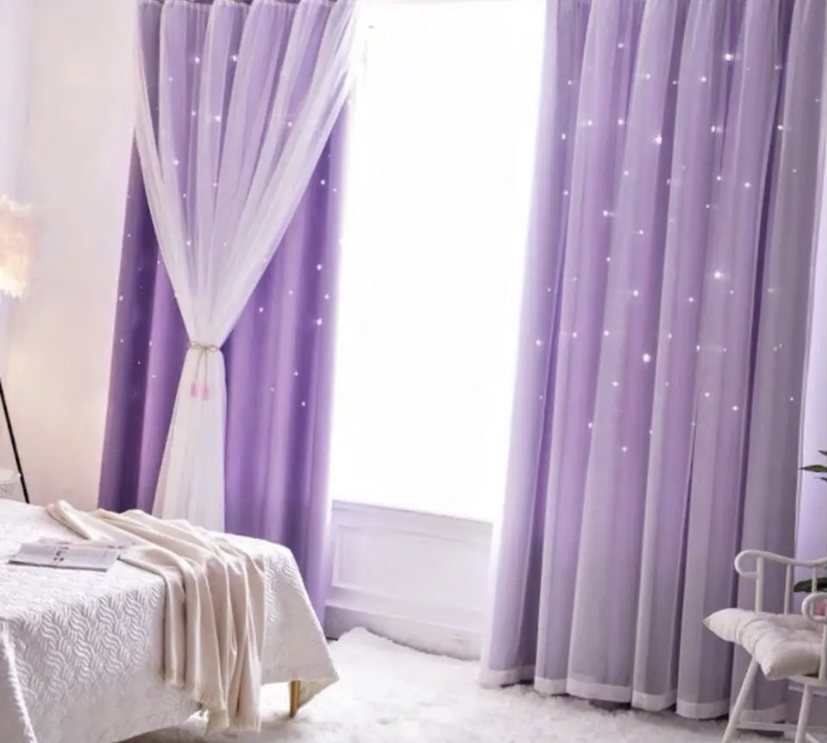 二層一体カーテン　花柄カーテン　寝室用　遮光カーテン　レーズカーテン レース付きふわふわ遮光カーテン 一体型カーテン 遮光 カーテン