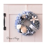 ＊Mini couronne bleu foncé＊　アンティークブルーミニリース　名入れ　誕生日　記念日　お祝い　お礼　結婚　ウェルカム　プレゼント