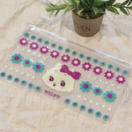 【再販】中身が見えるクリアポーチ(持ち手付き) ／ ※マスクケース ※ペンケース ※多機能ポーチ ※EVAケース ／ レトロ猫 (お花柄パープル)