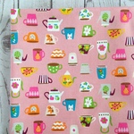 50×50★ティーポット＆カップの生地ピンク
