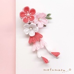 【再販】つまみ細工の3つ花クリップ(ローズピンク)【つまみ細工 髪飾り　七五三　ひなまつり　成人式　卒業式　浴衣】