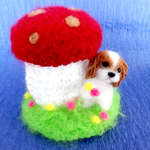 きのこランプ＆キャバリアちゃん★犬★毛糸