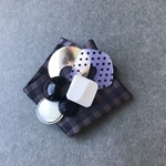 【origamiブローチ】08ブラウンチェック&ドット◆穴を開けないマグネット式◆
