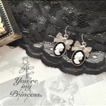 シルバーりぼん🎀×🖤ブラックカメオ ピアス/イヤリング