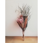 ドライフラワースワッグ ワイルドフラワー❀55×30cm❀プロテアピンクアイス ブルニア