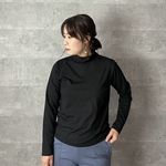 コスパ最高！こっくり色くしゅくしゅギャザーが可愛いハイネックトップス:ブラック【FREE:２size展開】KMC-23 310640