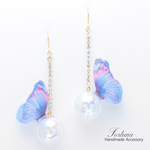 しゃぼん玉に蝶~群青~(617) ピアス/イヤリング/ノンホールピアス/樹脂ピアス