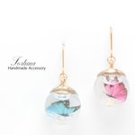 水花と蝶(615) ピアス/イヤリング/ノンホールピアス/樹脂ピアス