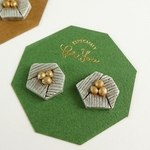 陶土ピアス/イヤリング＊六角花＊シルバーホワイト
