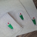 ポン様専用  クリームソーダ刺繍ハンカチタオル3枚