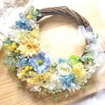 ガーベラとミモザのリースブーケ  ＊ギフト ウェディングブーケ