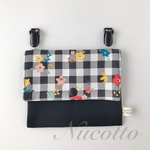 移動ポケット【ギンガムチェック、、花柄】2段ポケット