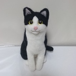 羊毛フェルト  黒白 猫ちゃん(お座り)