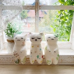 【ちび様専用ページ】わこねこ3体+オーダー猫 /猫 置物 陶