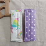 キラキラランドセル肩パット☆持ち手カバー☆カラフルユニコーン×パープル 入学 肩楽