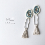 しずくビジュー刺繍とタッセルのロングピアス/イヤリング