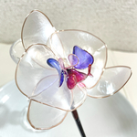 【B級品】胡蝶蘭のかんざし(赤紫と青紫)