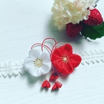 紅白のお花❤️水引＆さがり⭐︎ヘアクリップにも変更可