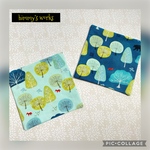 USAコットン☆ 両面使える♪布コースター 2枚セット☆ Lakeside Forest × Lakeside Night
