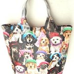 【送料無料】トートバッグ 犬柄 USAコットン 内ポケット付き おしやれ 可愛い レディース  帽子犬 ビニールコーティング 
