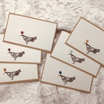 紙刺繍小鳥のメッセージカード【6枚セット】
