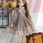 【22cmドール】グレンチェックワンピース　5点セット
