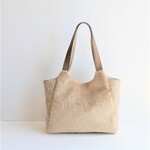 新作！ベージュのツィード×大人のエコファー　すっきりトート　