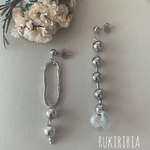 RUKIRIRIA #609 シルバー×オーロラピアス  大ぶりピアス 大ぶりイヤリング 