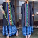 インド刺繍の綿麻ワッシャーチュニックワンピース