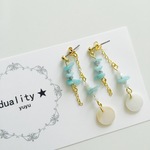 春カラーさざれ石のロングピアス