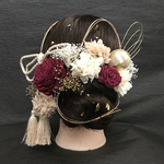 【再販5】和装 成人式　卒業式 結婚式 髪飾り　紫陽花　ヘッドドレス　ワインレッド　シャンパン系　和玉　袴　タッセル　振り袖　金箔シート