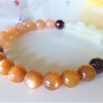 💖nico25sさま♪☆ご予約オーダー品☆　🍊オレンジムーンストーン☆　🌙ホワイトムーンストーン☆　👑ゴールデンシャインフェルスパー☆　🍓ロードライトガーネット☆　☆８ｍｍ☆☆１６．５ｃｍ☆