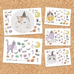 【送料無料】ハロウィン猫★ポストカード5枚セット