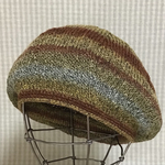新作✨オータムカラーの杢調ミックスヤーンで編んだシンプルフォルムのベレー帽A